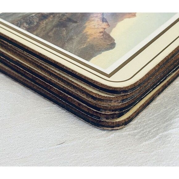 VTG PIMPERNEL Coasters ENGLAND Art Paintings Breanski Landscape Nature Set of 5 - Picture 4 of 13